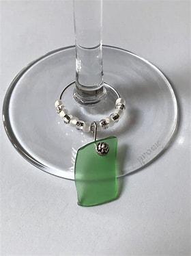 wine charm with sea glass