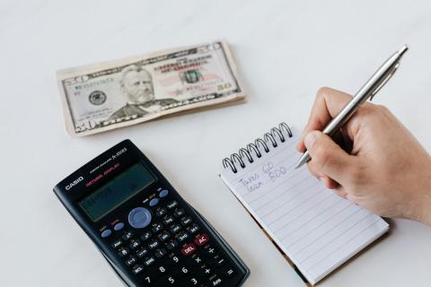 person budgeting savings