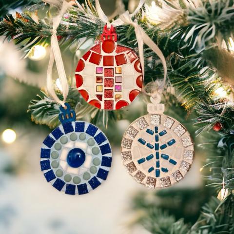 ornaments made from colorful pieces of glass