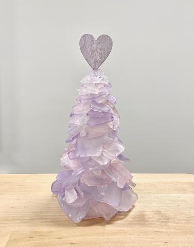 decorative tree made from sea glass