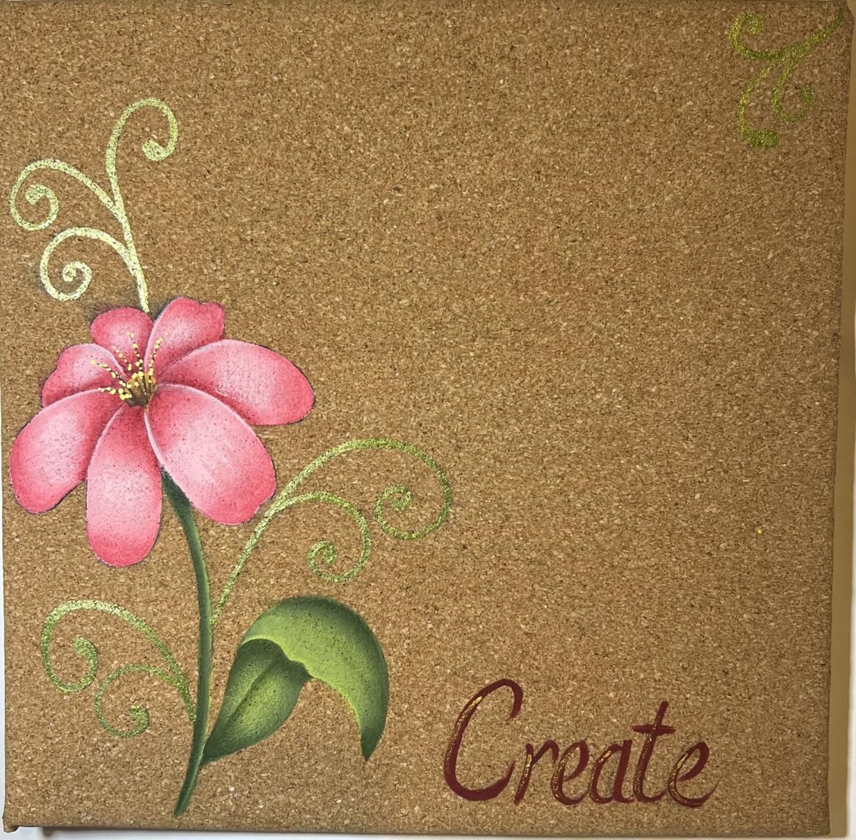 painted floral corkboard