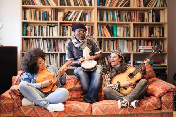 patrons playing guitars